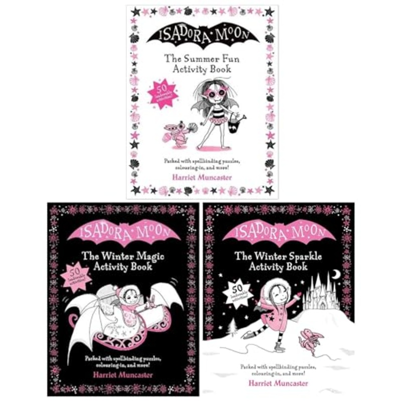 Isadora Moon The Winter Magic & Summer Fun Activity 3 Books Collection Set By Harriett Muncaster  (The Winter Magic Activity, The Winter Sparkle Activity Book & The Summer Fun Activity Book)