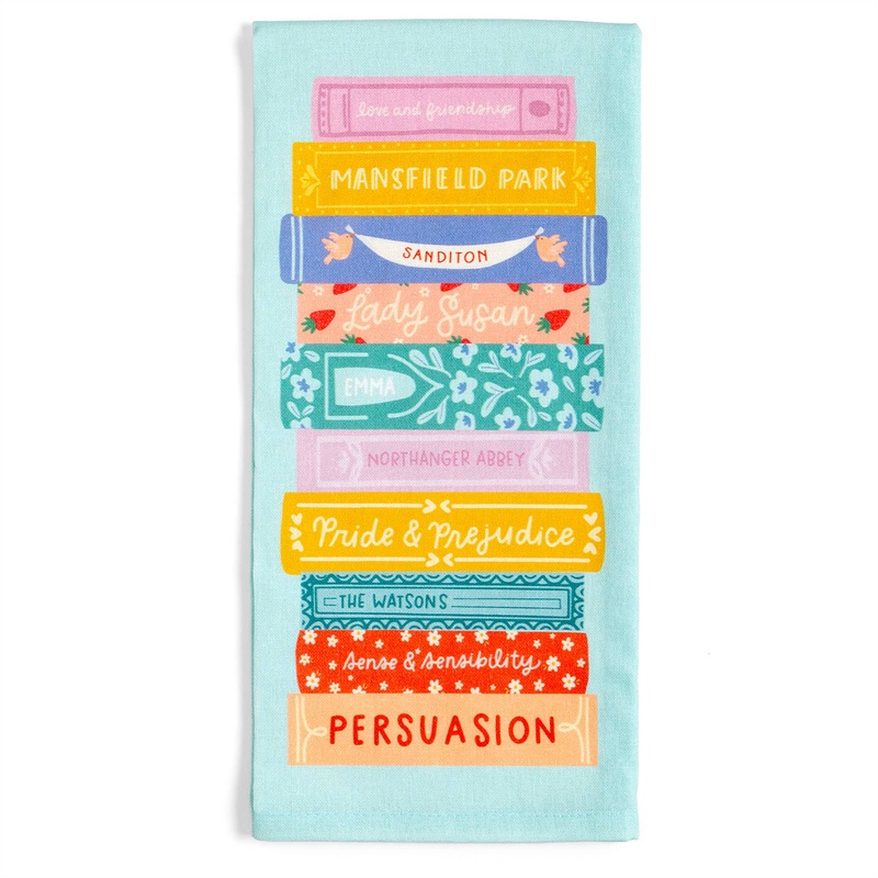 Jane Austen Book Stack Tea Towel