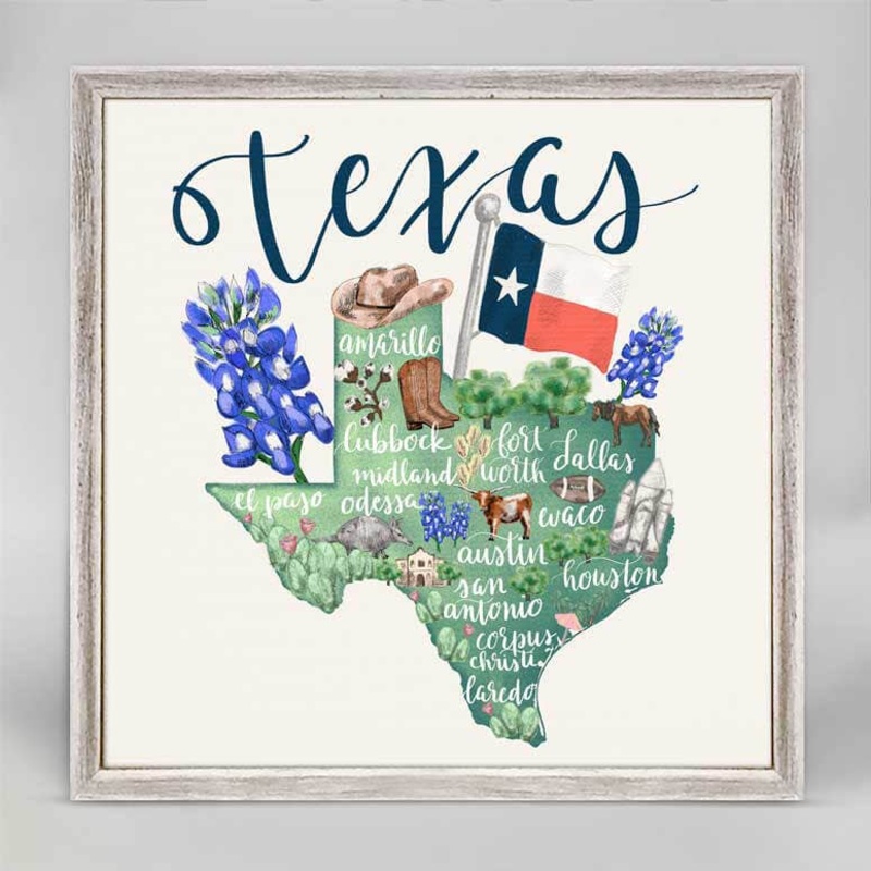 State Map – Texas by Jetty Home Mini Framed Canvas