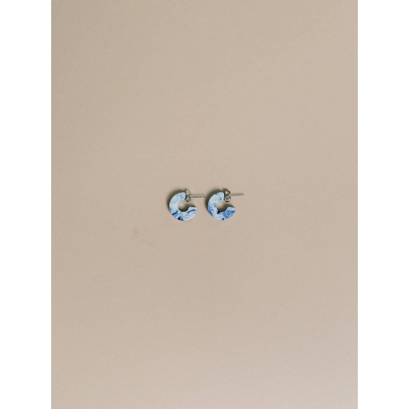 Blue + White Hoop Earrings: Mali, Ocean