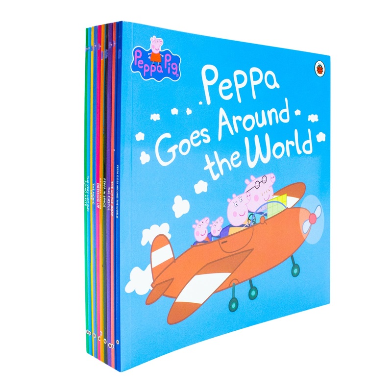 Peppa Pig 10 Books Children Collection Set (Peppa Goes Around the World, The Little Boat, The Castle, Peppa in Space, George’s Tractor, Dressing Up,The Picnic, Dens,The Very Hot Day & Flying a Kite)