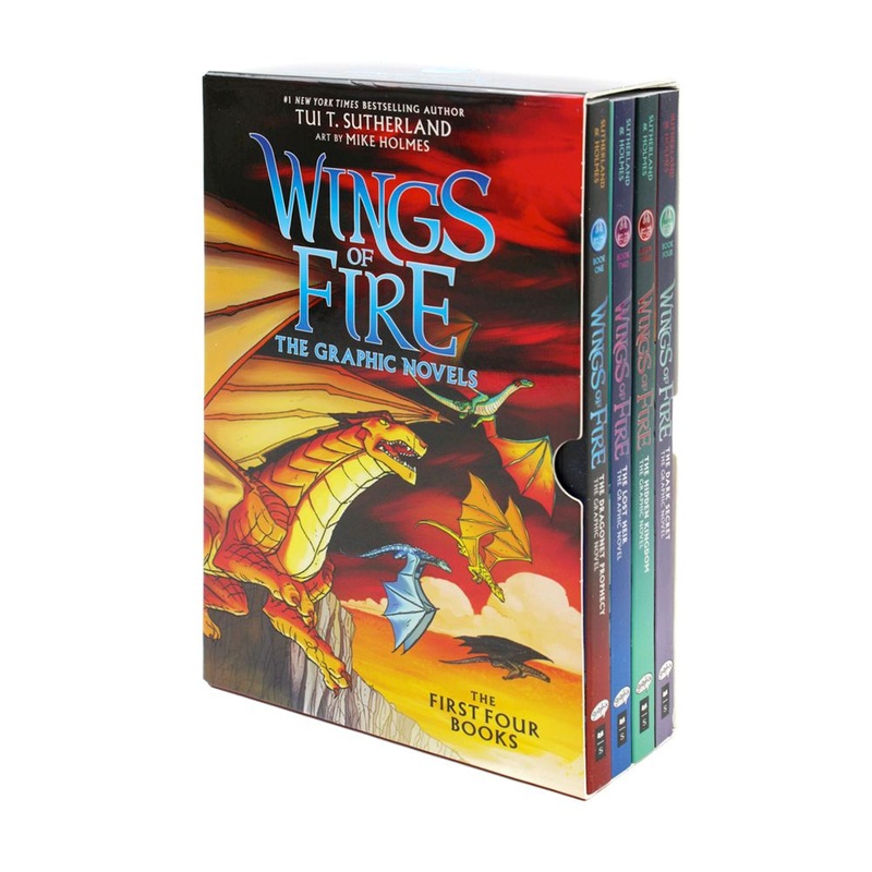 Wings of Fire Graphic Novels Paperback Box Set By Tui T. Sutherland  (The Dragonet Prophecy, The Lost Heir, The Hidden Kingdom and The Dark Secret):