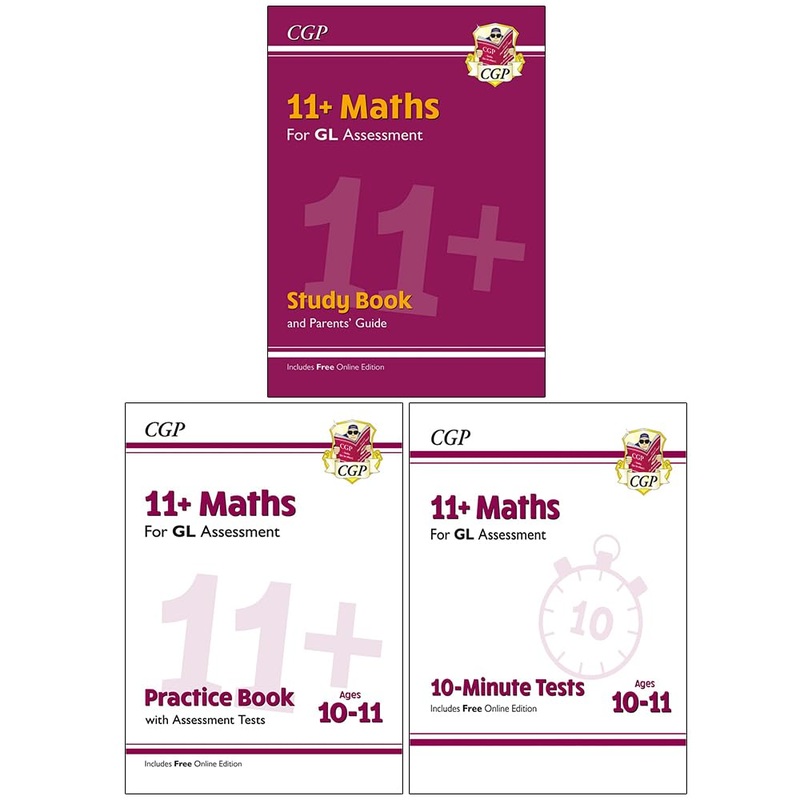 CGP’s unbeatable revision for 11+ Maths 3 Books Collection Set (11+ GL Maths Study Book, 11+ GL Maths Practice Book – Ages 10-11 and 11+ GL 10-Minute Tests Maths Ages 10-11 Book 1)