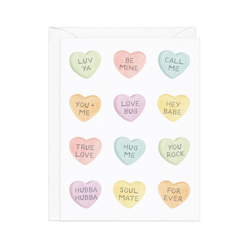 Candy Hearts Messages  Valentine’s Day Love Card Sweet Hearts