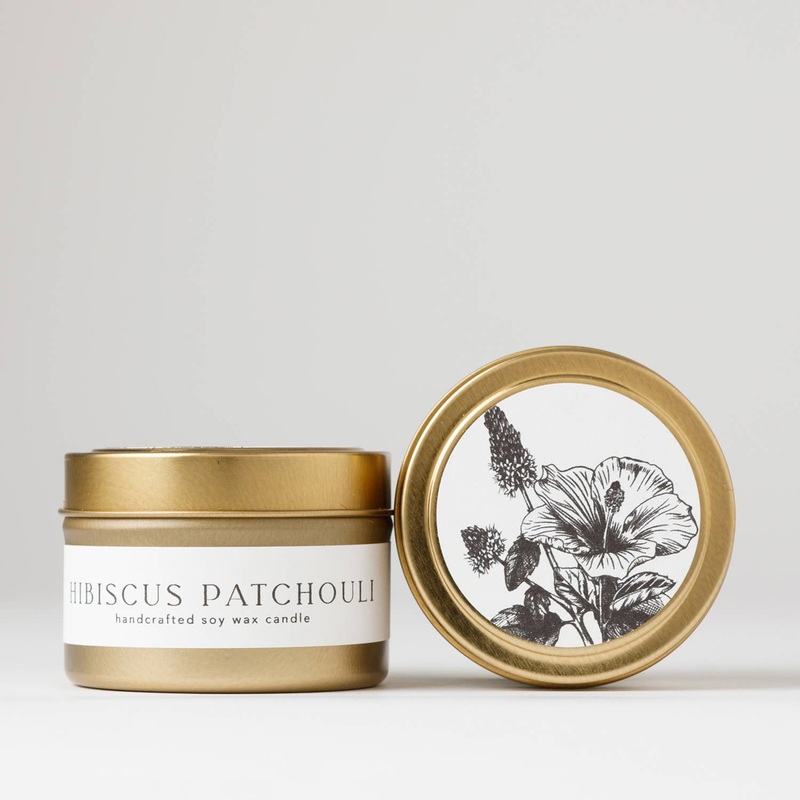 Hibiscus + Patchouli : Tin Soy Candle( spring summer )