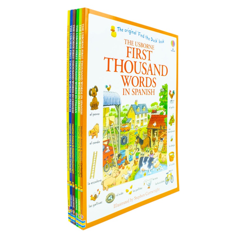Usborne First Thousand Words Collection 6 Books Set By Heather Amery (First Thousand Words in English, Arabic, Chinese, Italian, French, Spanish)