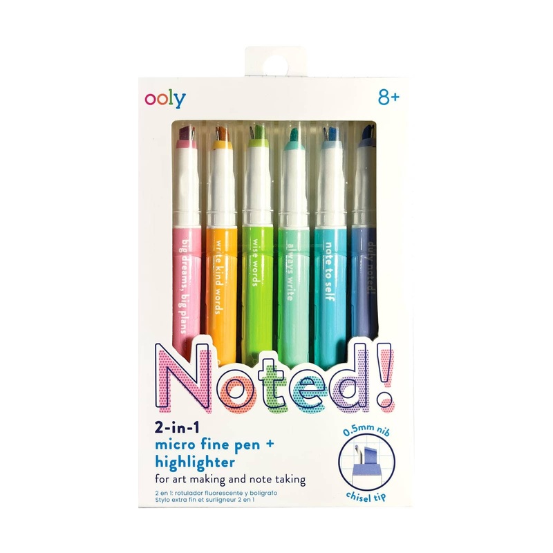 Noted! 2-in-1 Micro Fine Tip Pens & Highlighters – Set of 6