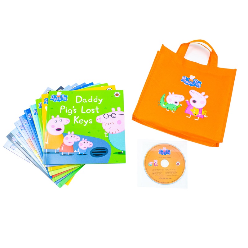 The Peppa Pig Collection 10-Book Set In A Orange Gift Bag with Audio CD Perfect for Ages 0-5 – Enjoy the Adventures of Peppa in PaperbackFormat