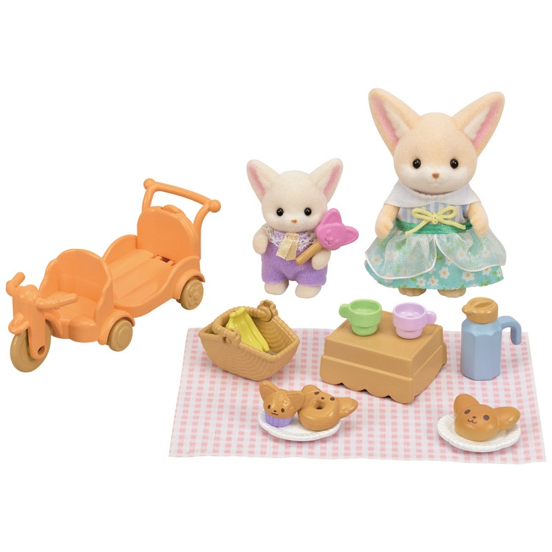 Calico Critters Sunny Picnic Set-Fennec Fox Sister & Baby