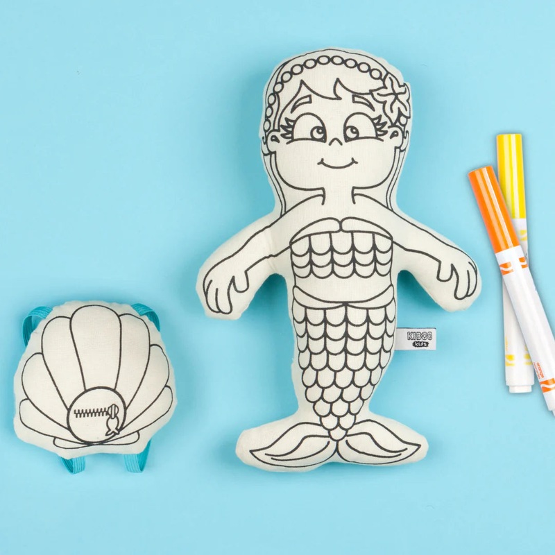 Color and Play Doll Mermaid with Mini Shell Backpack