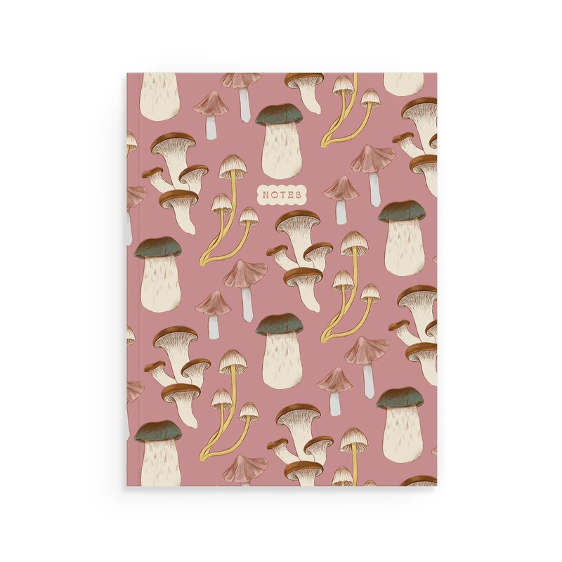 Pink Mushroom Pattern Softcover Notebook