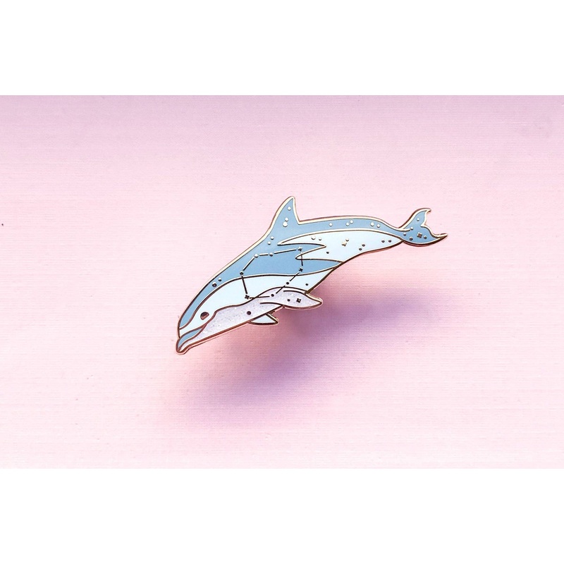 Alum and Ink – Vela Constellation Dusky Dolphin Pin: Rubber Pin Back