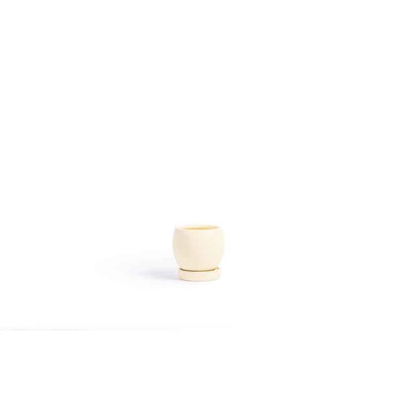4.25″ Boll Pots w/Water Saucers – Almond Almond