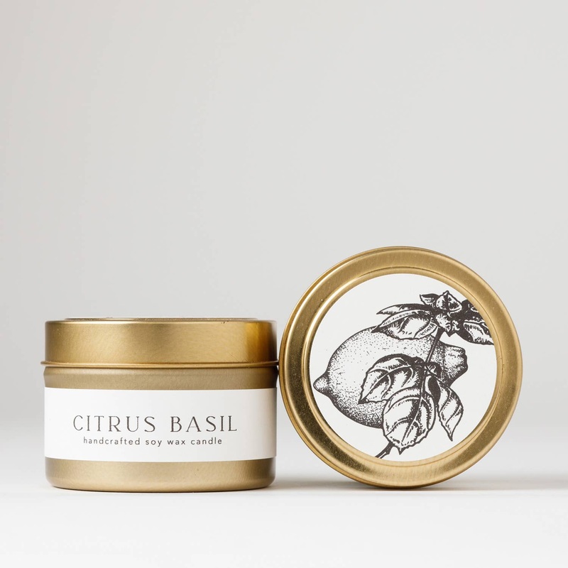 Citrus Basil : Tin Soy Candle( spring fresh )
