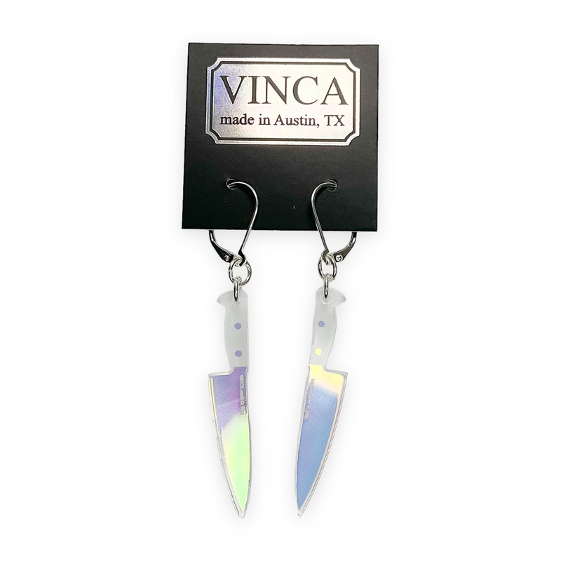 Vinca – Hologram Knife Fish Hook Earrings