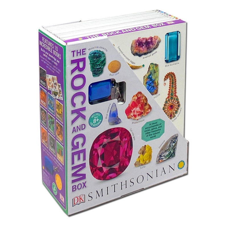 DK Children’s The Rock and Gem Box 10 Books Set Hardback Inc An Amazing Gem Shaped Key Chain With Led Light