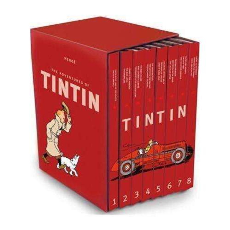 The Adventures of Tintin 8-Book Collection Box Set by Herge | Illustrated classics, fun adventures, mystery, comic stories, kids reading ages 8+