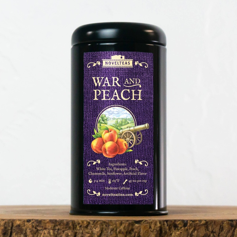 War and Peach – Leo Tolstoy Loose Tea Tin for Book Lovers Black