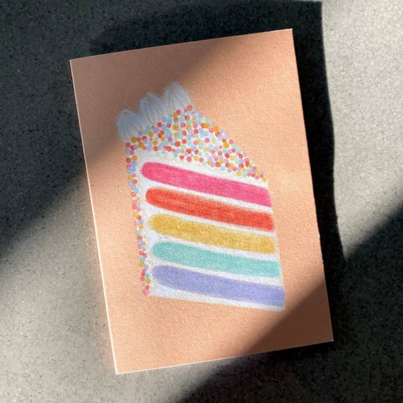 Rainbow Cake Mini Card – Cute Greeting Card | Sprinkle Cake