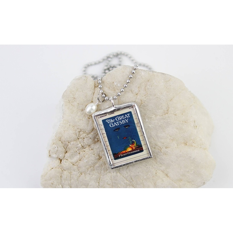 The Great Gatsby Vintage Book Cover Charm Necklace