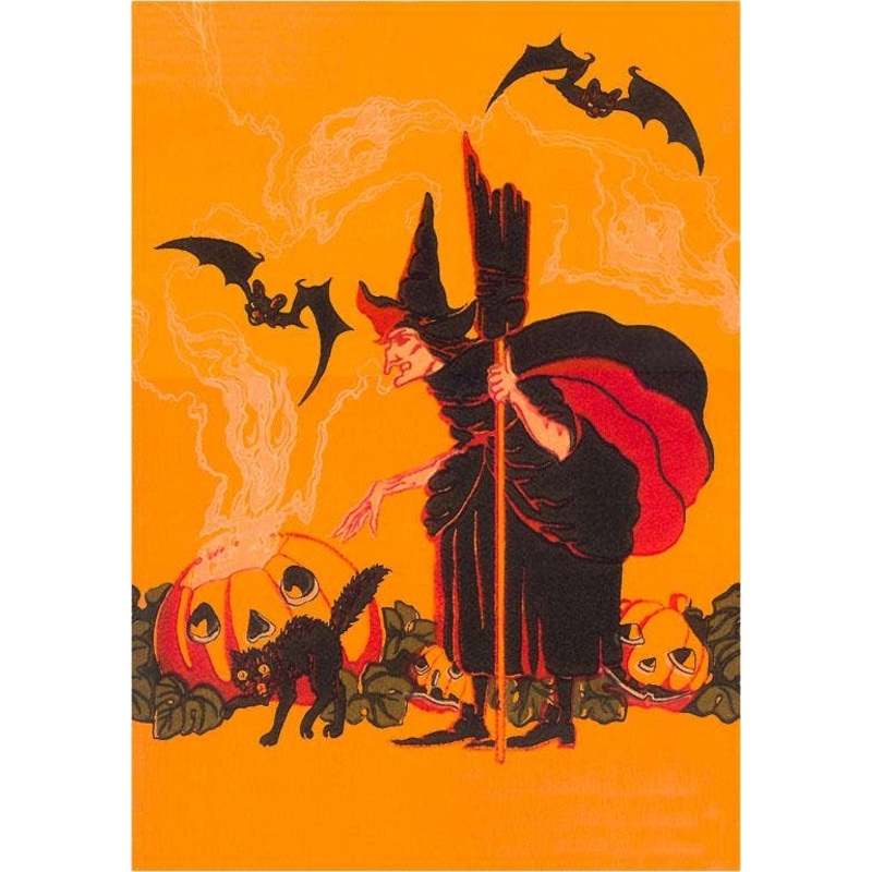 Found Image Press – Greeting Card HW-147 Witch with Goblin Emerging from Pumpkin