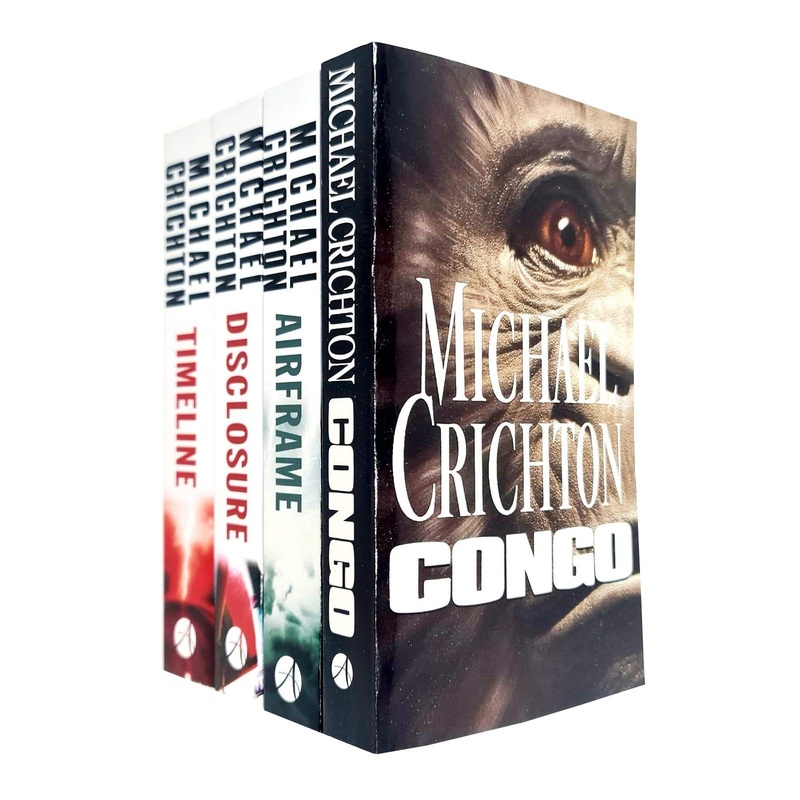 Michael Crichton 4 Book Set Collection Disclosure, Congo, Airframe, Timeline