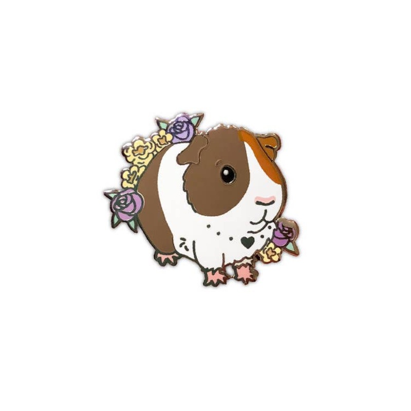 The Crowned Rabbit – Calico Guinea Pig Enamel Pin