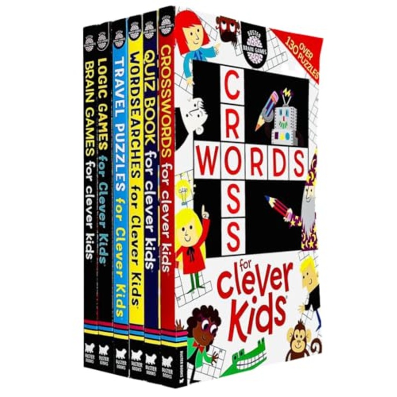 Brain Games Clever Kids 6-Book Collection | Fun & Educational Activity Books  Crosswords, Quiz Book, Word Searches, Travel Puzzles & Brain Teasers