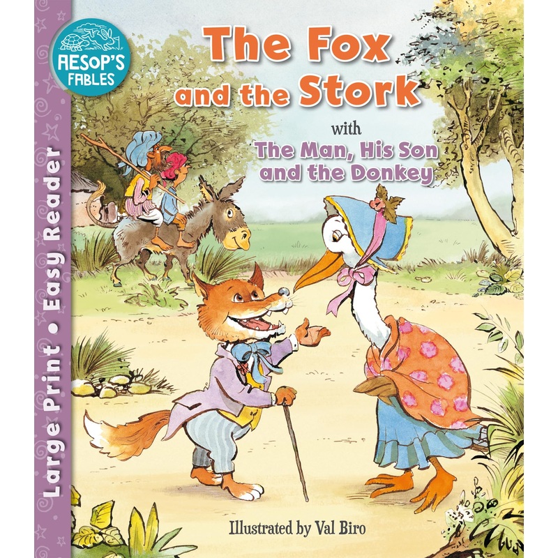 The Fox and the Stork and The Man, His Son and the Donkey Book- Aesop’s Fables Easy Readers ( Paperback Format)