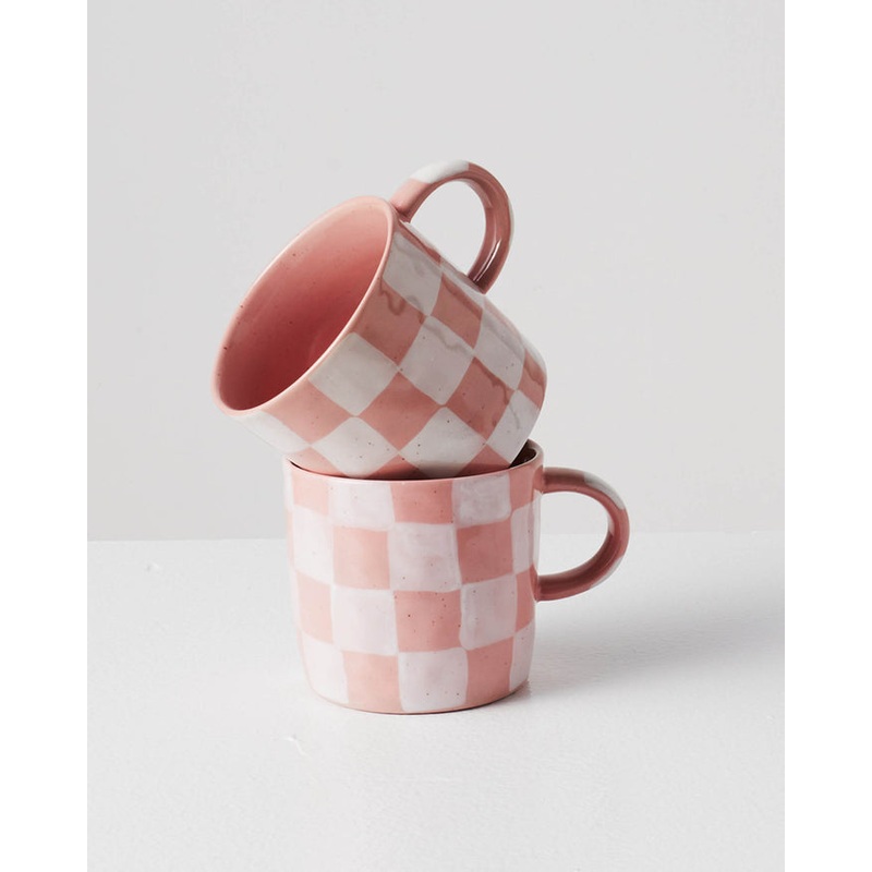Checkered Mug 2p Set One Size