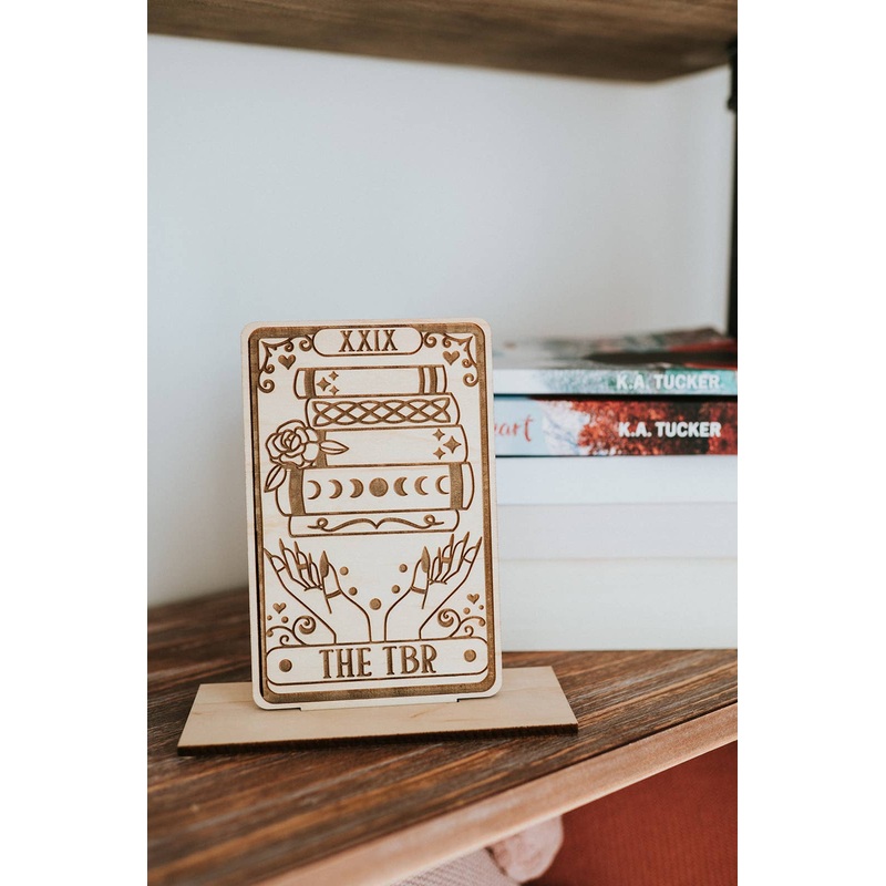 The Bookish Bird Co. – The TBR Tarot Card Shelf Sitter w/ Stand: Wood