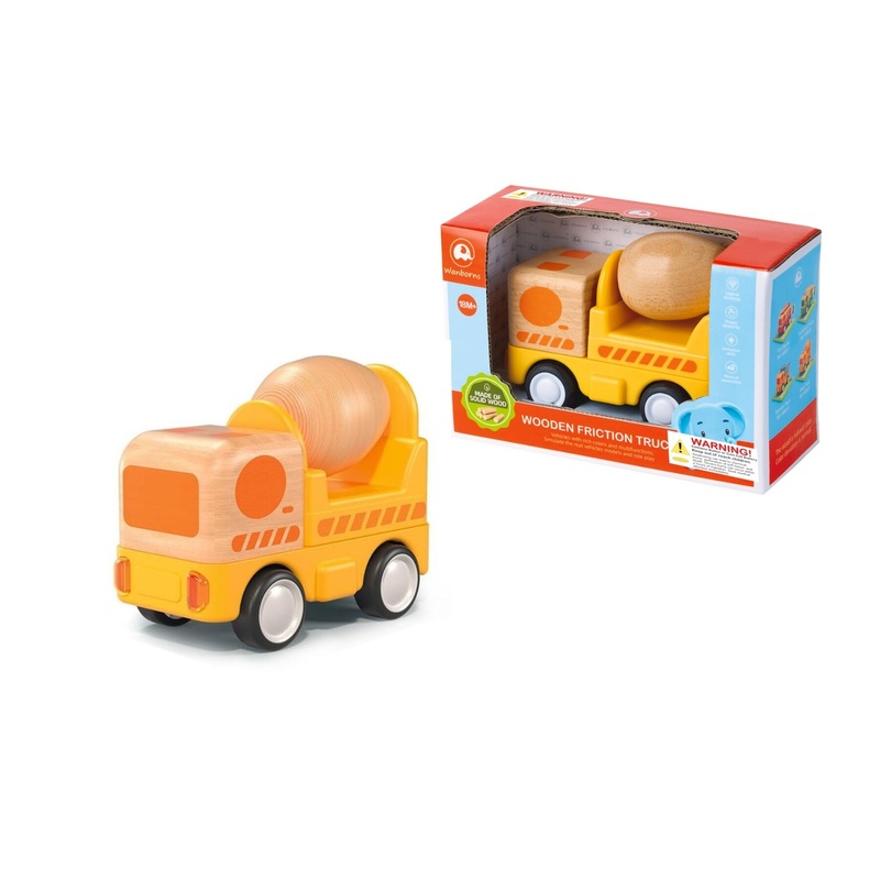WOODEN FRICTION TRUCK CONCRETE MIXER WITH SOUND AND LIGHT