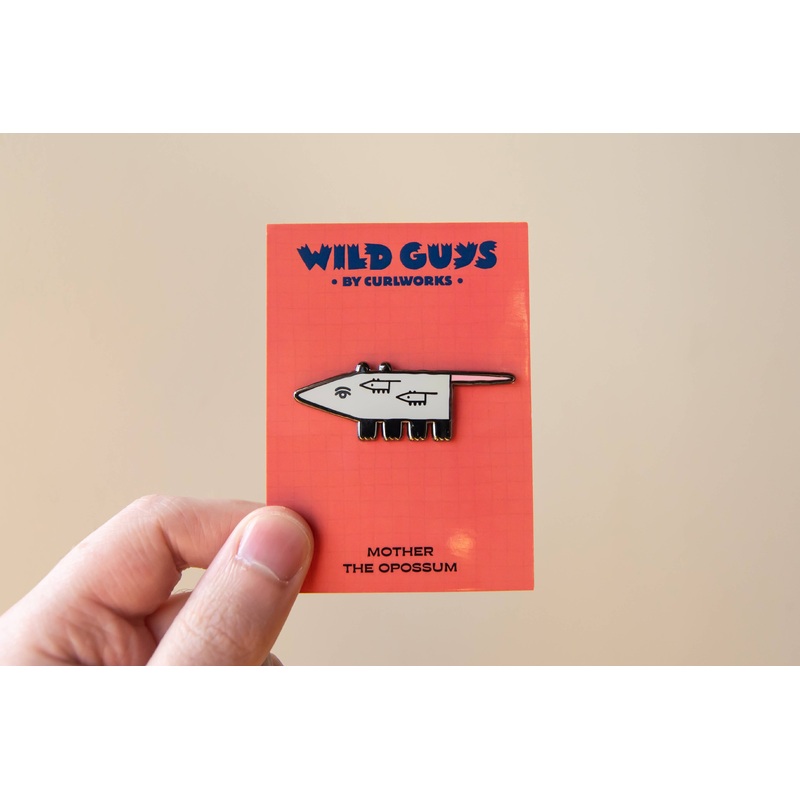 Curlworks – Mother the Opossum – Wild Guys Enamel Pin
