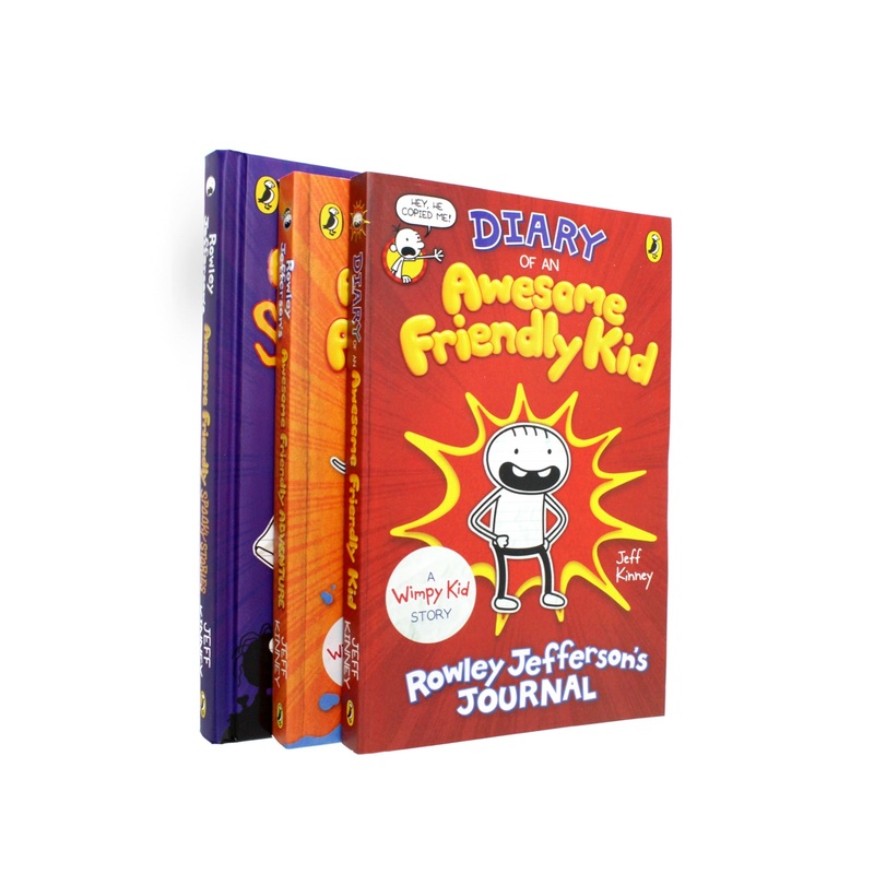 Jeff Kinney 3 Book Collection Set | Diary of an Awesome Friendly Kid, Rowley Jeffersons Awesome Friendly Adventure & Spooky Stories | Wimpy Kid Story