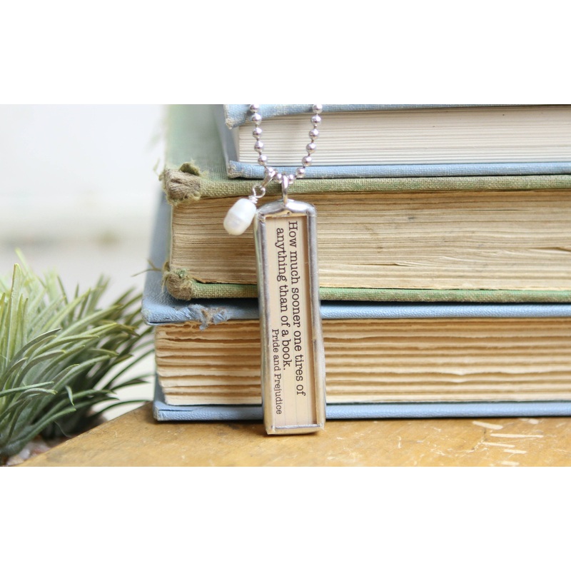 Pride & Prejudice Jane Austen Literary Book Charm Necklace