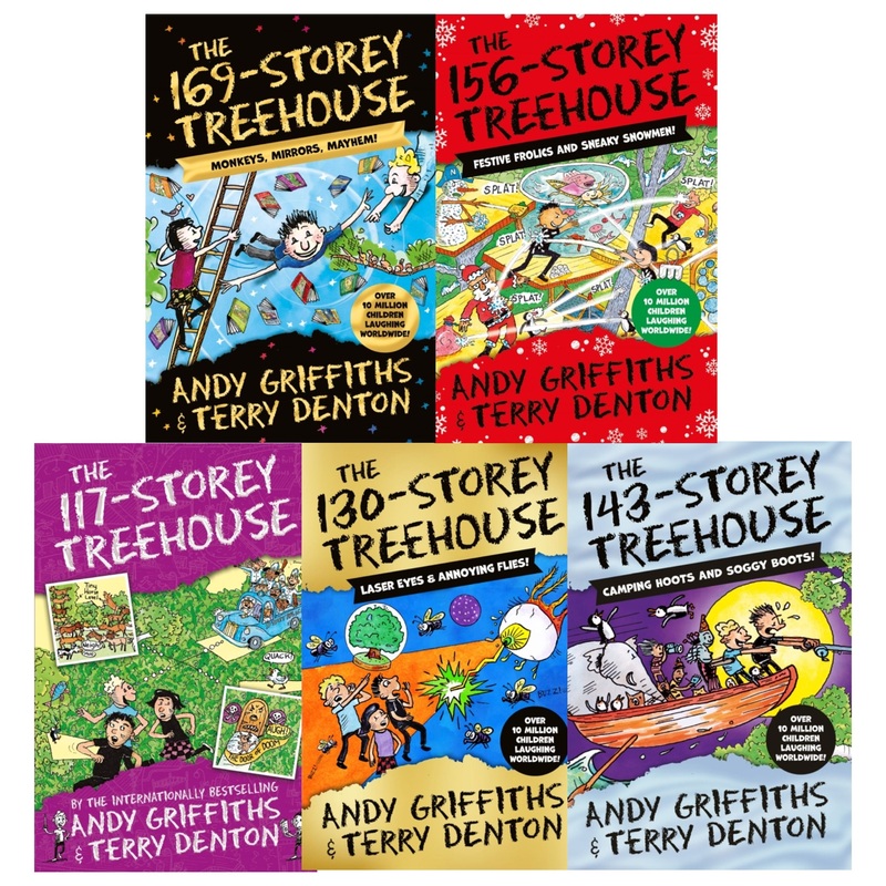 The Treehouse Storey Series 5 Books Collection Set by Andy Griffiths & Terry Denton – 169 Storey, 156 Storey, 143 Storey, 130 Storey and 117 Storey.
