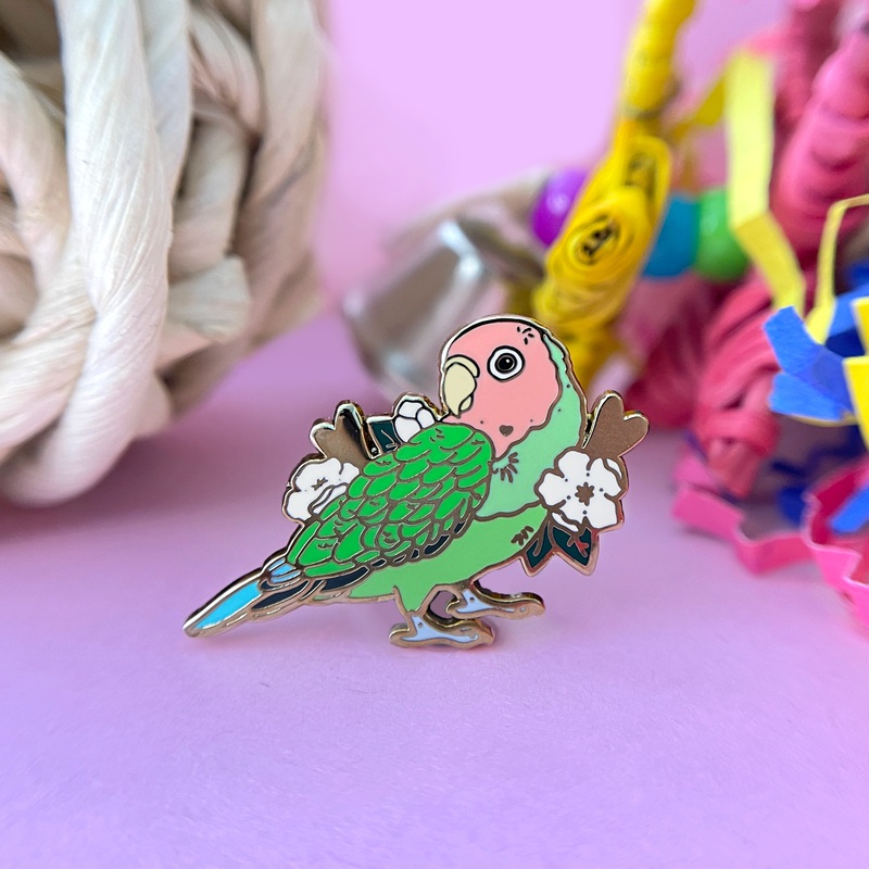 The Crowned Rabbit – Peach Lovebird Enamel Pin