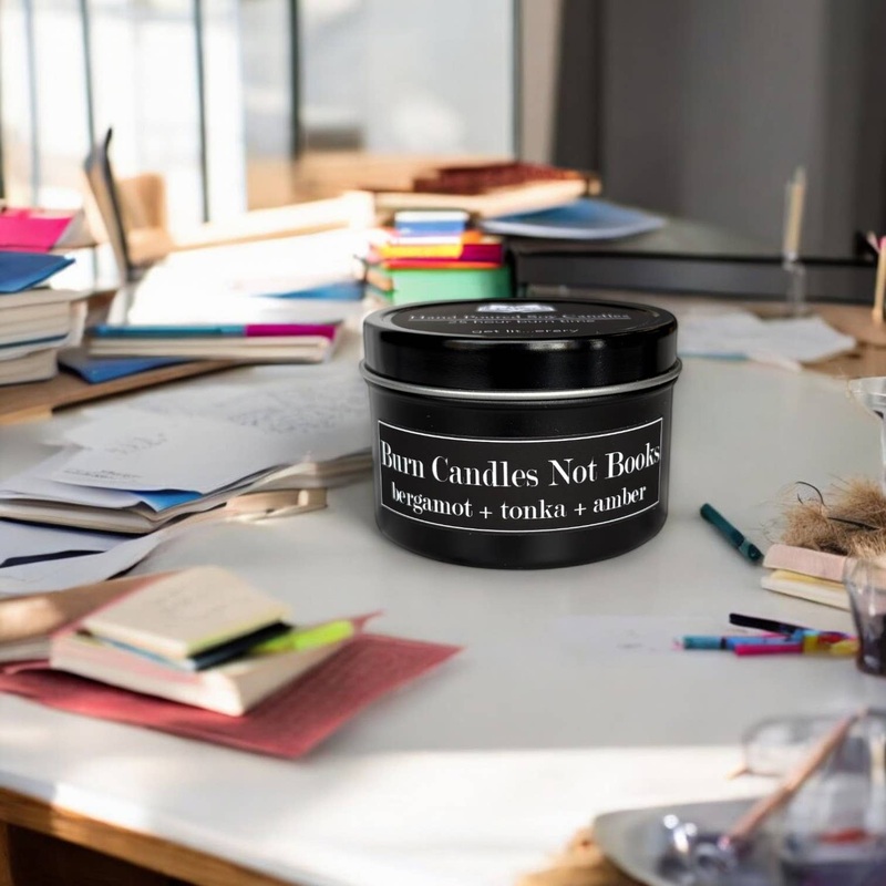 Fly Paper Products – Burn Candles, Not Books 4oz Candle Bergamot + Tonka + Amber
