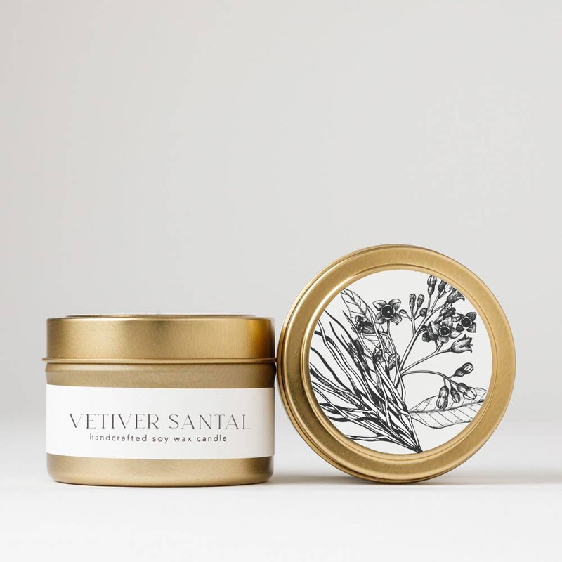 Vetiver Santal : Tin Soy Candle( winter spring )