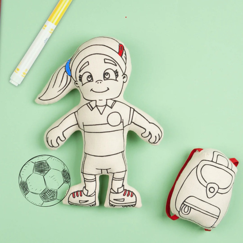 Color and Play Doll Soccer Girl with Ponytail