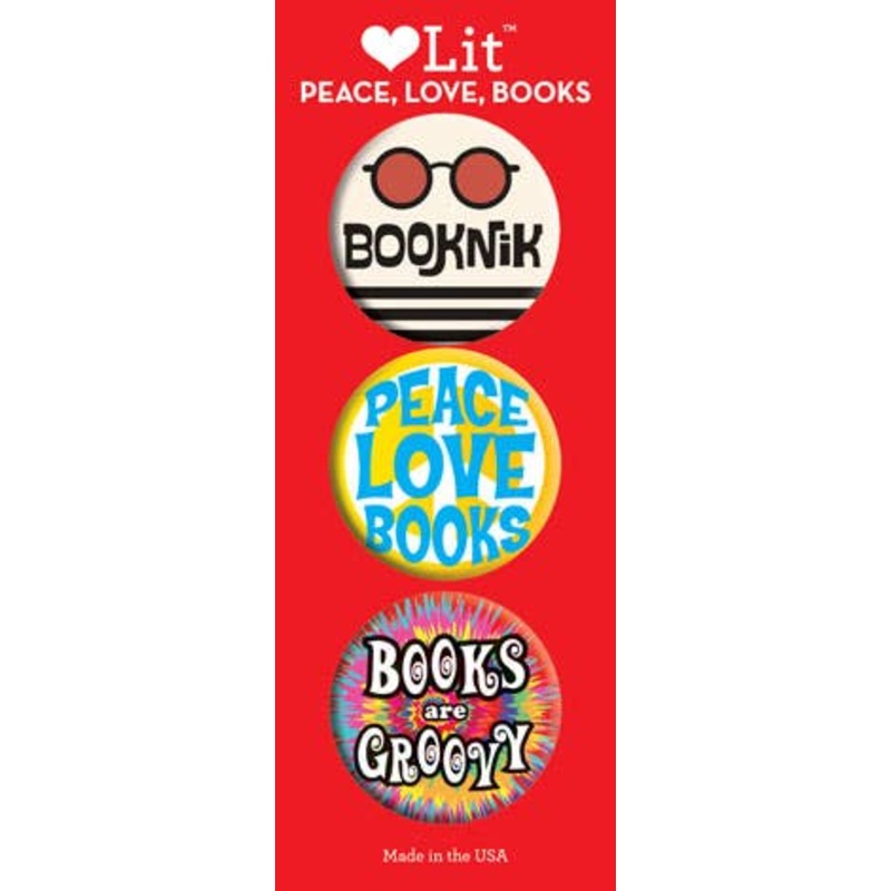 Peace, Love, Books 3-Button Assortment