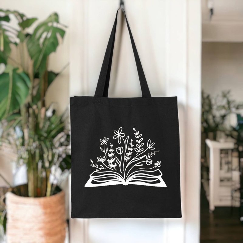 Fly Paper Products – Botanical Library Cotton Artist Designed Canvas Tote l Book l Grocer Bag