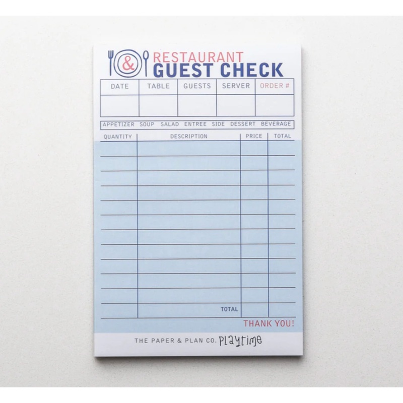 Kids Playtime Pad – Restaurant Guest Check