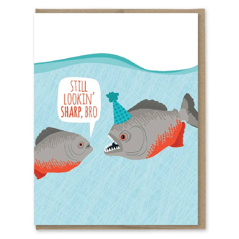 Modern Printed Matter – Lookin’ Sharp Piranhas Birthday Card