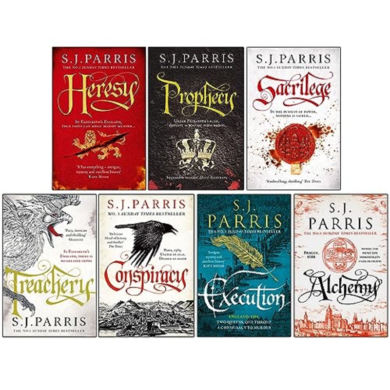 Giordano Bruno Series 7 Books Collection Set by S. J. Parris (Heresy, Prophecy, Sacrilege, Treachery, Conspiracy, Execution and Alchemy)