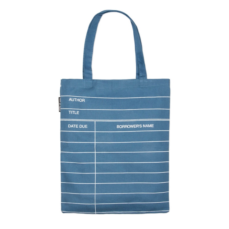 Library Card: Blue tote bag