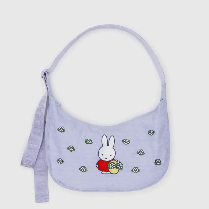 Medium Nylon Crescent Bag: Embroidered Miffy