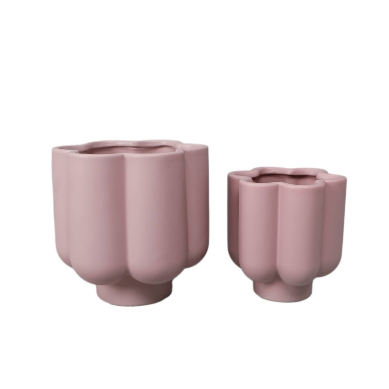 Ceramic Flower Planter in Matte Lilac Large