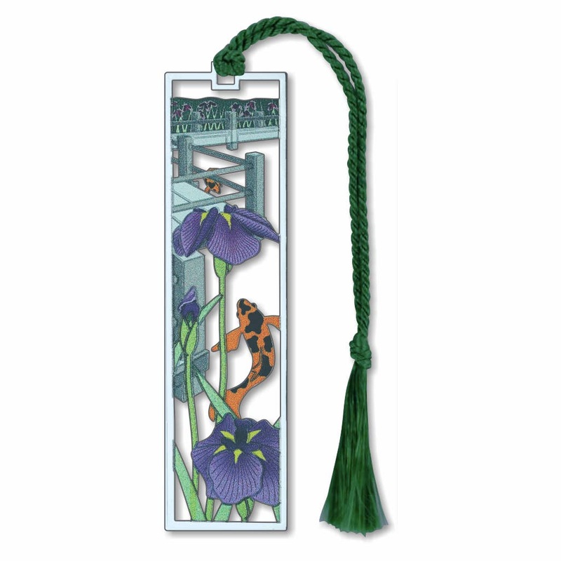 David Howell and Company – Siberian Iris, Koi and A Zig Zag Bridge Metal Bookmark