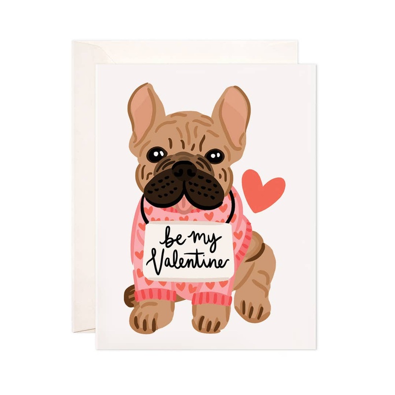 Valentine Frenchie Greeting Card – Valentine’s Day Card Single Card